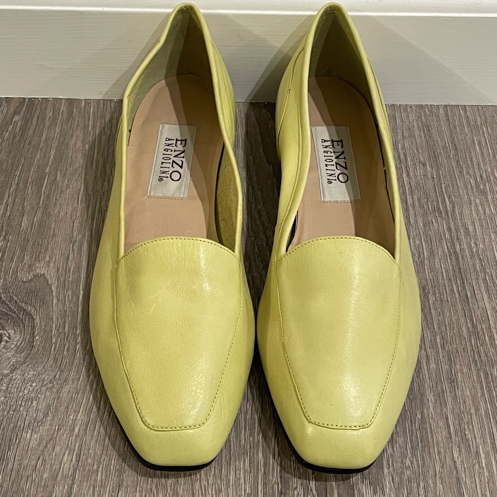 Enzo Angiolini Yellow Flats with Square-Toe Design